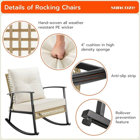 3-Piece Modern Outdoor Rocking Patio Furniture Set - Omega Lifestyles