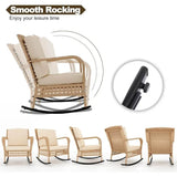3-Piece Outdoor Rattan Rocking Chair Set With Cushions - Omega Lifestyles