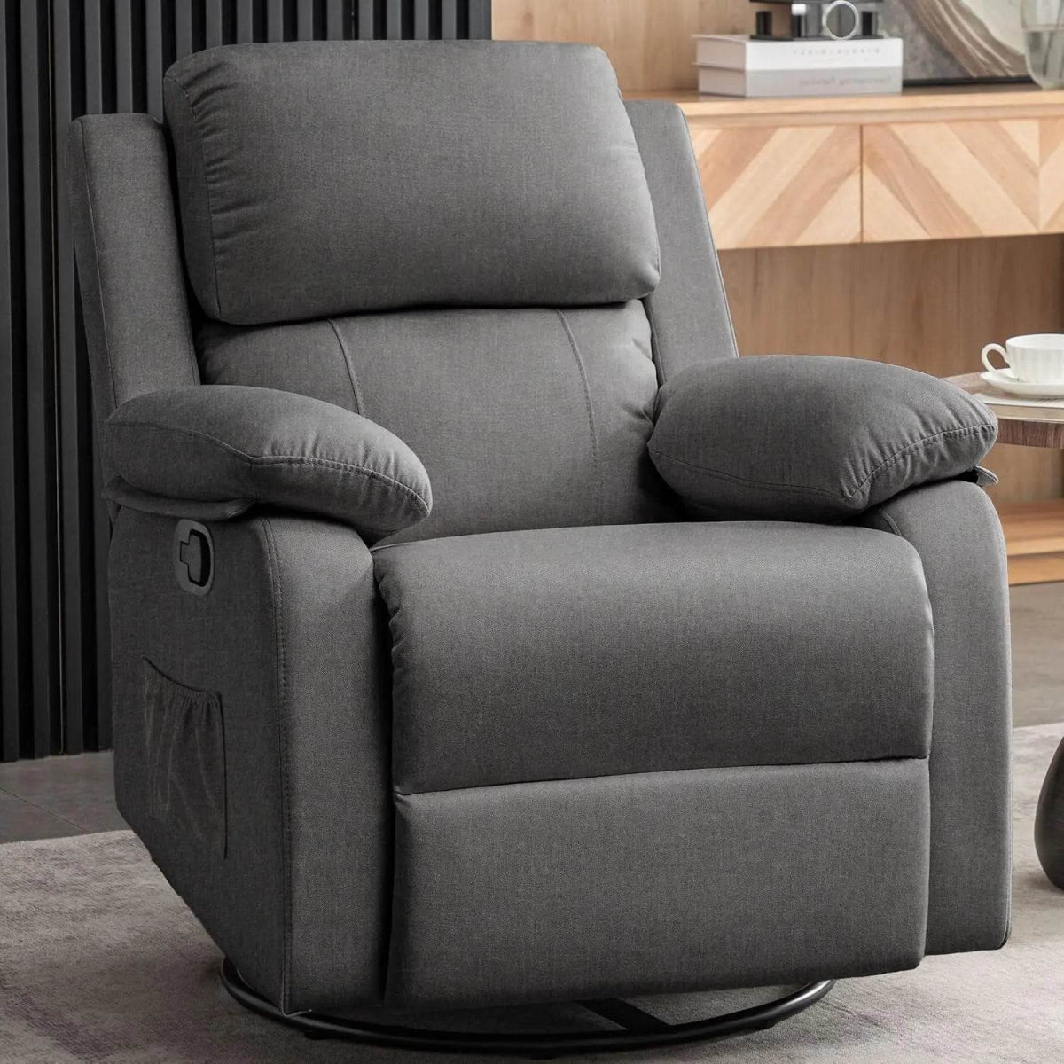 360 Degree Swivel Small Rocking Upholstered Recliner Chair - Omega Lifestyles