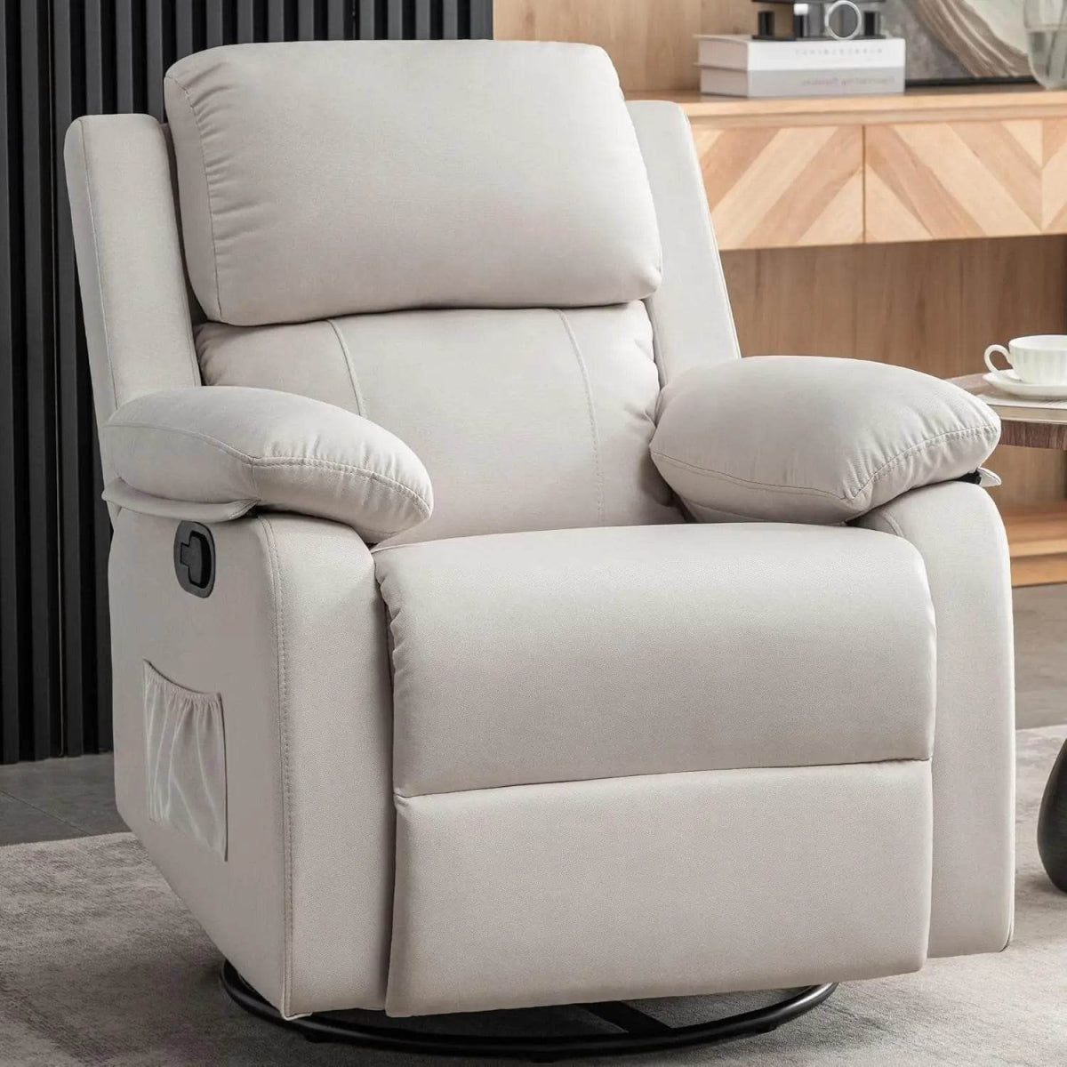 360 Degree Swivel Small Rocking Upholstered Recliner Chair - Omega Lifestyles