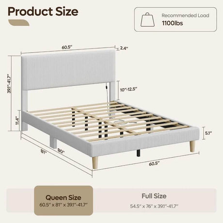 Adjustable Corduroy Upholstered Bed Frame - Omega Lifestyles