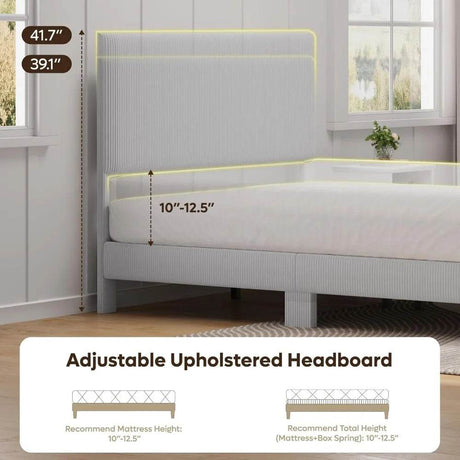 Adjustable Corduroy Upholstered Bed Frame - Omega Lifestyles