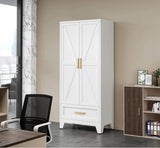 Large Heavy-Duty Metal Wardrobe Cabinet With Drawer - Omega Lifestyles
