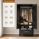 Large Heavy-Duty Metal Wardrobe Cabinet With Drawer - Omega Lifestyles