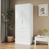 Modern Wooden Wardrobe Armoire Closet With Storage Drawers - Omega Lifestyles