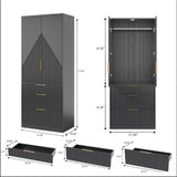 Modern Wooden Wardrobe Armoire Closet With Storage Drawers - Omega Lifestyles