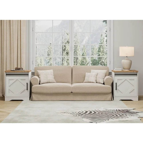 Set of 2 Farmhouse Rustic Brown Wood Nightstands - Omega Lifestyles