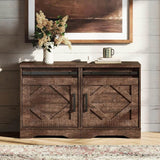 Set of 2 Farmhouse Rustic Brown Wood Nightstands - Omega Lifestyles