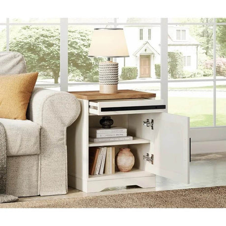 Set of 2 Farmhouse Rustic Brown Wood Nightstands - Omega Lifestyles