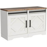 Set of 2 Farmhouse Rustic Brown Wood Nightstands - Omega Lifestyles