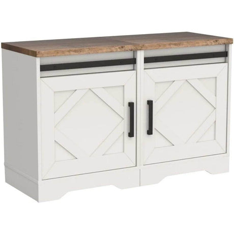 Set of 2 Farmhouse Rustic Brown Wood Nightstands - Omega Lifestyles