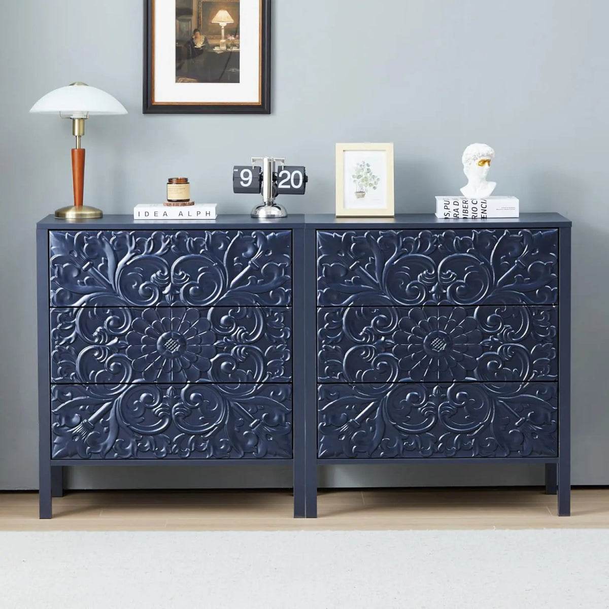 Set of 2 Modern Morocco 3-Drawer Nightstands - Omega Lifestyles