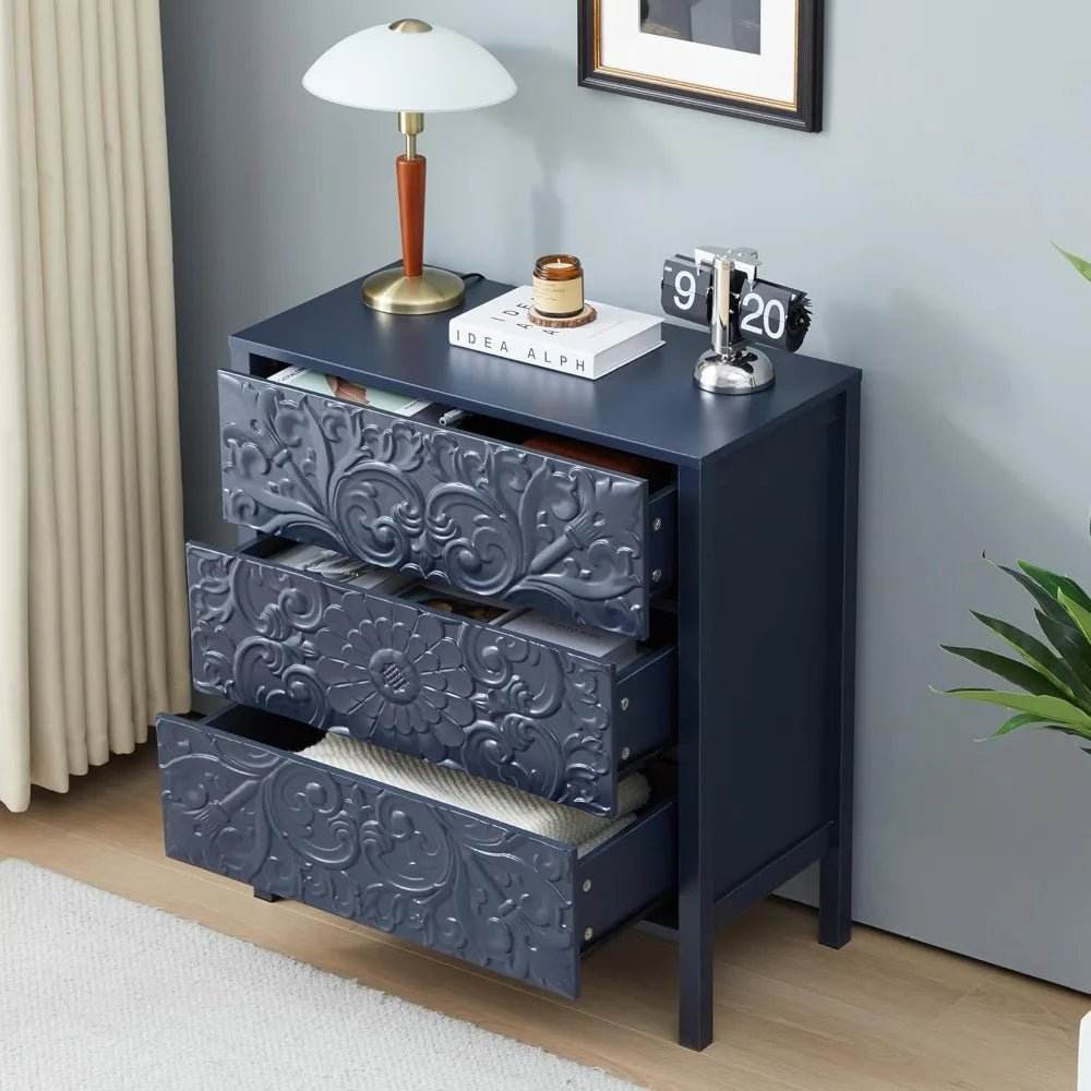 Set of 2 Modern Morocco 3-Drawer Nightstands - Omega Lifestyles