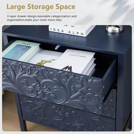 Set of 2 Modern Morocco 3-Drawer Nightstands - Omega Lifestyles