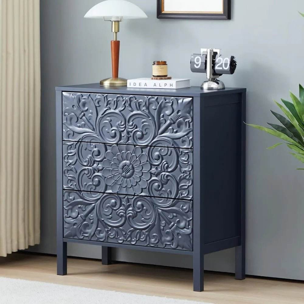 Set of 2 Modern Morocco 3-Drawer Nightstands - Omega Lifestyles
