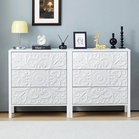 Set of 2 Modern Morocco 3-Drawer Nightstands - Omega Lifestyles