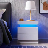 Set of 2 Modern Morocco LED Nightstands With Drawers - Omega Lifestyles