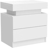 Set of 2 Modern Morocco LED Nightstands With Drawers - Omega Lifestyles