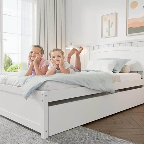 Solid Wood Twin Trundle Daybed Frame With Slat Support - Omega Lifestyles