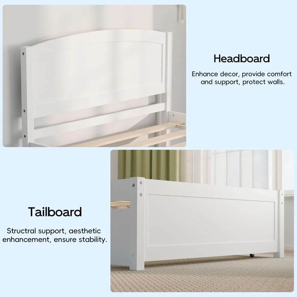 Solid Wood Twin Trundle Daybed Frame With Slat Support - Omega Lifestyles