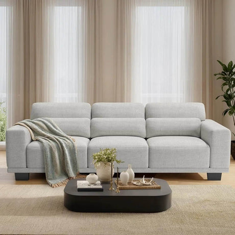 Modern Cotton Upholstered 3-Seater Living Room Sofa - Omega Lifestyles