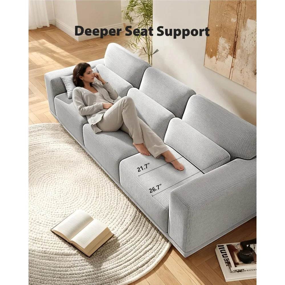 Modern Cotton Upholstered 3-Seater Living Room Sofa - Omega Lifestyles