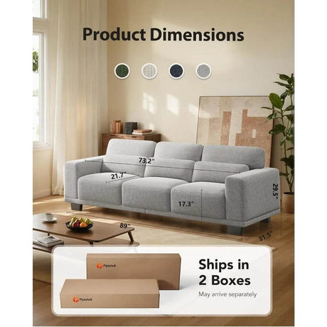 Modern Cotton Upholstered 3-Seater Living Room Sofa - Omega Lifestyles