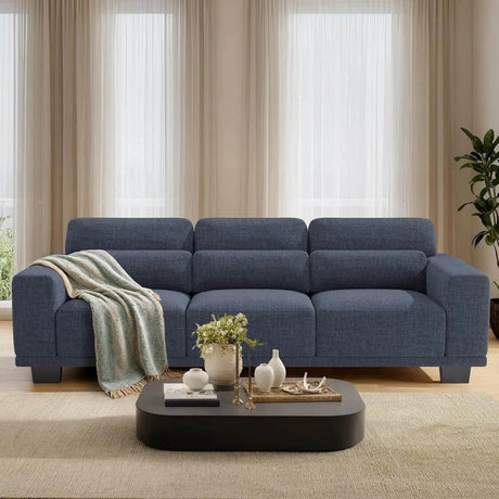 Modern Cotton Upholstered 3-Seater Living Room Sofa - Omega Lifestyles