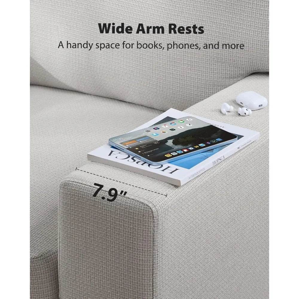 Modern Cotton Upholstered 3-Seater Living Room Sofa - Omega Lifestyles