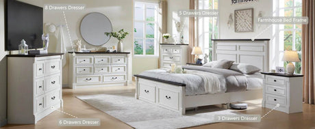Farmhouse Wood Bed Frame with Storage Drawers - Omega Lifestyles