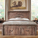 Farmhouse Wood Bed Frame with Storage Drawers - Omega Lifestyles