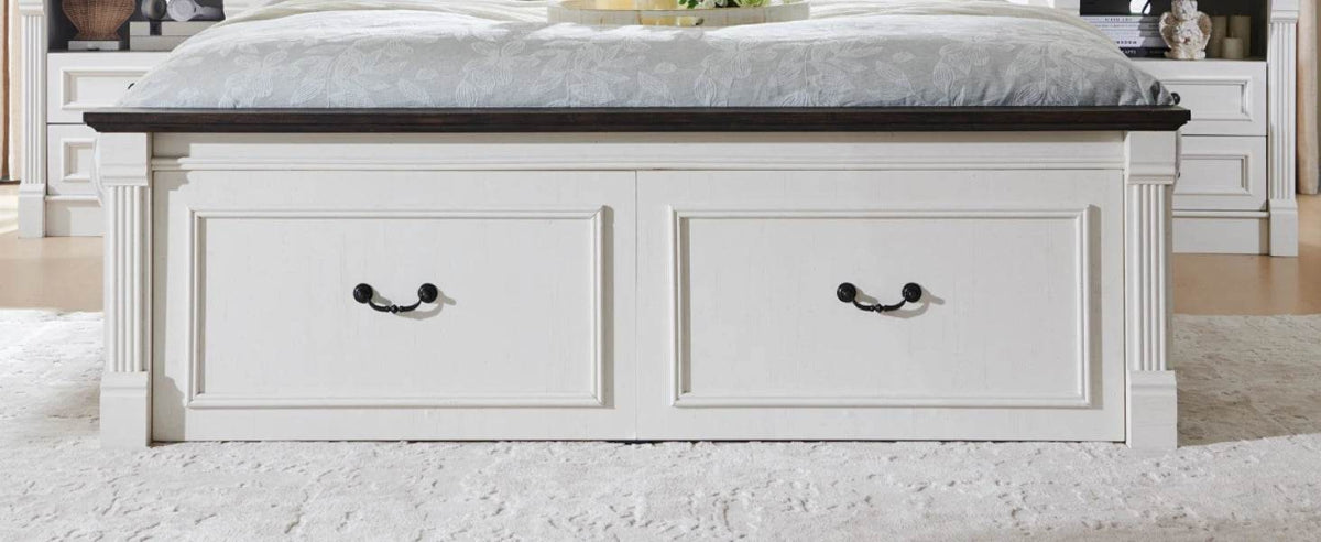 Farmhouse Wood Bed Frame with Storage Drawers - Omega Lifestyles