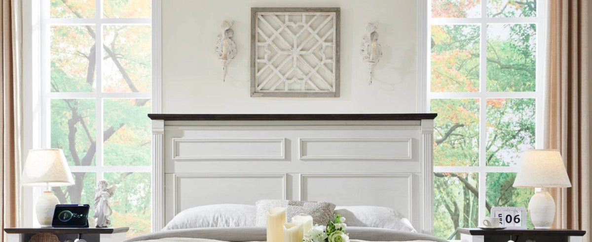 Farmhouse Wood Bed Frame with Storage Drawers - Omega Lifestyles