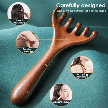 Natural Sandalwood Six-Claw Meridian Massage Comb - Sleep Galleria