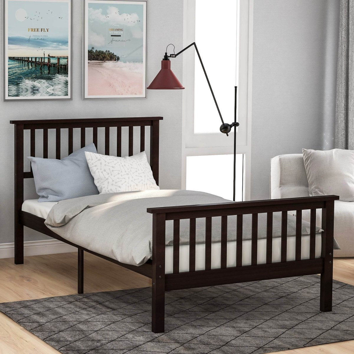 Twin Solid Wood Platform Bed Frame With Headboard And Footboard - Harper&Bright Designs - Omega Lifestyles