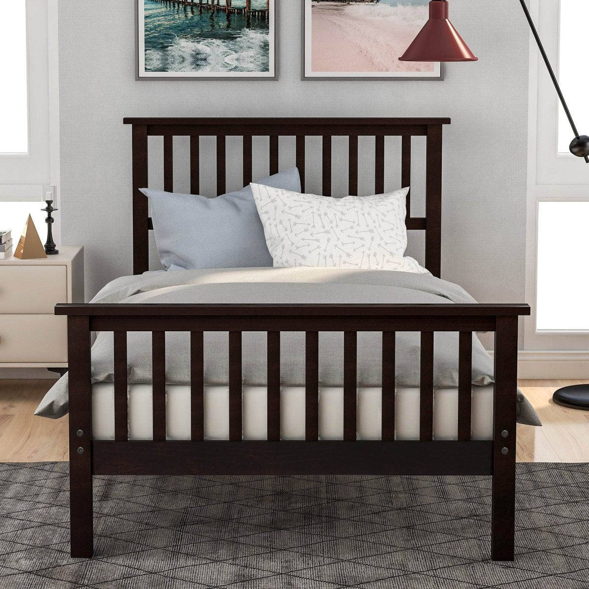 Twin Solid Wood Platform Bed Frame With Headboard And Footboard - Harper&Bright Designs - Omega Lifestyles