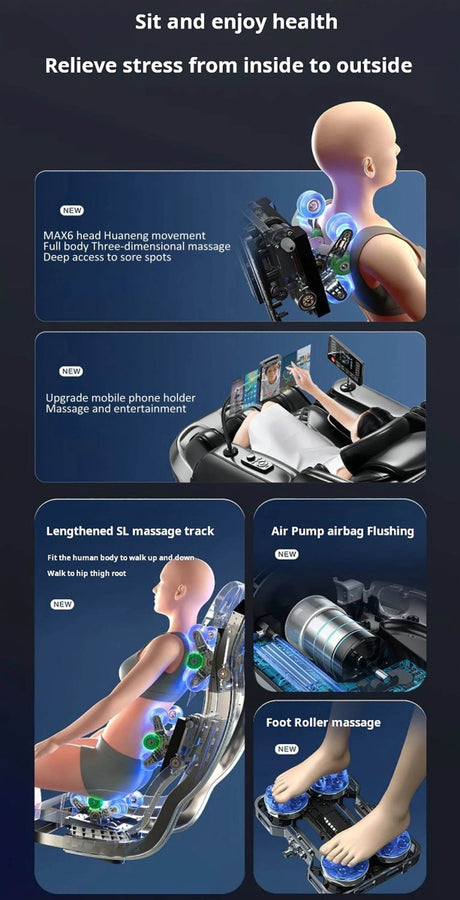 4D Zero-Gravity Shiatsu Heat Airbag Full Body Massage Chair - Omega Lifestyles