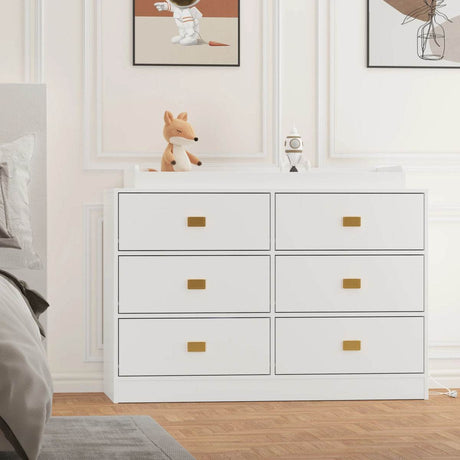 Changing Table Dresser With 6 Drawers And Removable Top - Omega Lifestyles