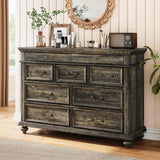 Modern Farmhouse 9-Drawer Wood Rustic Bedroom Dresser - Omega Lifestyles