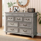 Modern Farmhouse 9-Drawer Wood Rustic Bedroom Dresser - Omega Lifestyles