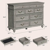 Modern Farmhouse 9-Drawer Wood Rustic Bedroom Dresser - Omega Lifestyles