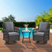 3-Piece Outdoor Rattan Wicker Swivel Rocking Chair Set - Omega Lifestyles