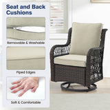 3-Piece Outdoor Rattan Wicker Swivel Rocking Chair Set - Omega Lifestyles