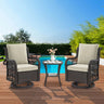 3-Piece Outdoor Rattan Wicker Swivel Rocking Chair Set - Omega Lifestyles