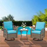 3-Piece Outdoor Rattan Wicker Swivel Rocking Chair Set - Omega Lifestyles