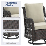 3-Piece Outdoor Rattan Wicker Swivel Rocking Chair Set - Omega Lifestyles