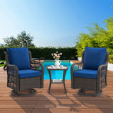 3-Piece Outdoor Rattan Wicker Swivel Rocking Chair Set - Omega Lifestyles