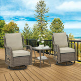 3-Piece Outdoor Rattan Wicker Swivel Rocking Chair Set - Omega Lifestyles