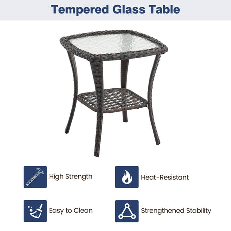 3-Piece Outdoor Rattan Wicker Swivel Rocking Chair Set - Omega Lifestyles