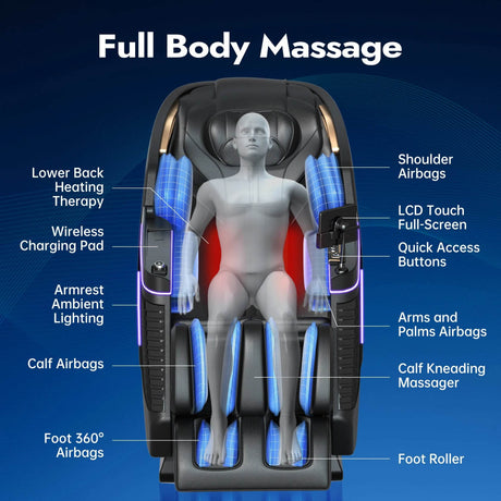 Full Body 4D Airbag Massage Chair with Yoga Stretch - Omega Lifestyles